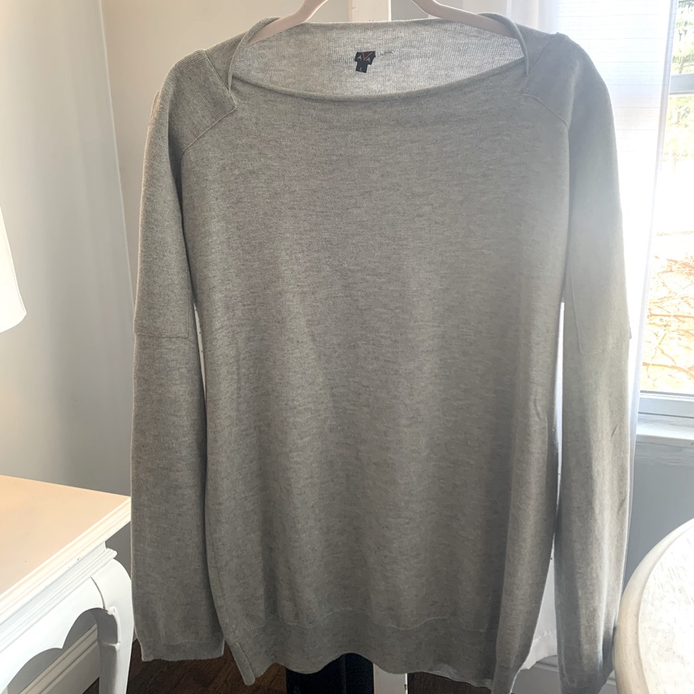 Tunic Style Gray Boatneck Sweater size large